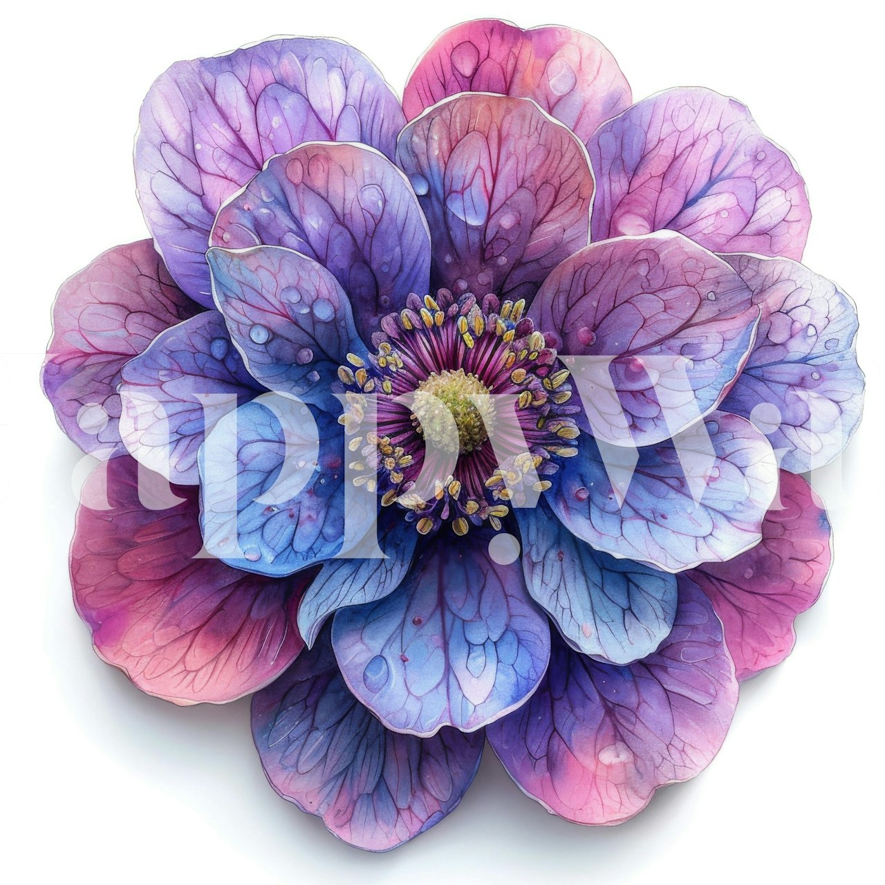 Scabiosa Bloom behang getoond in een kamer