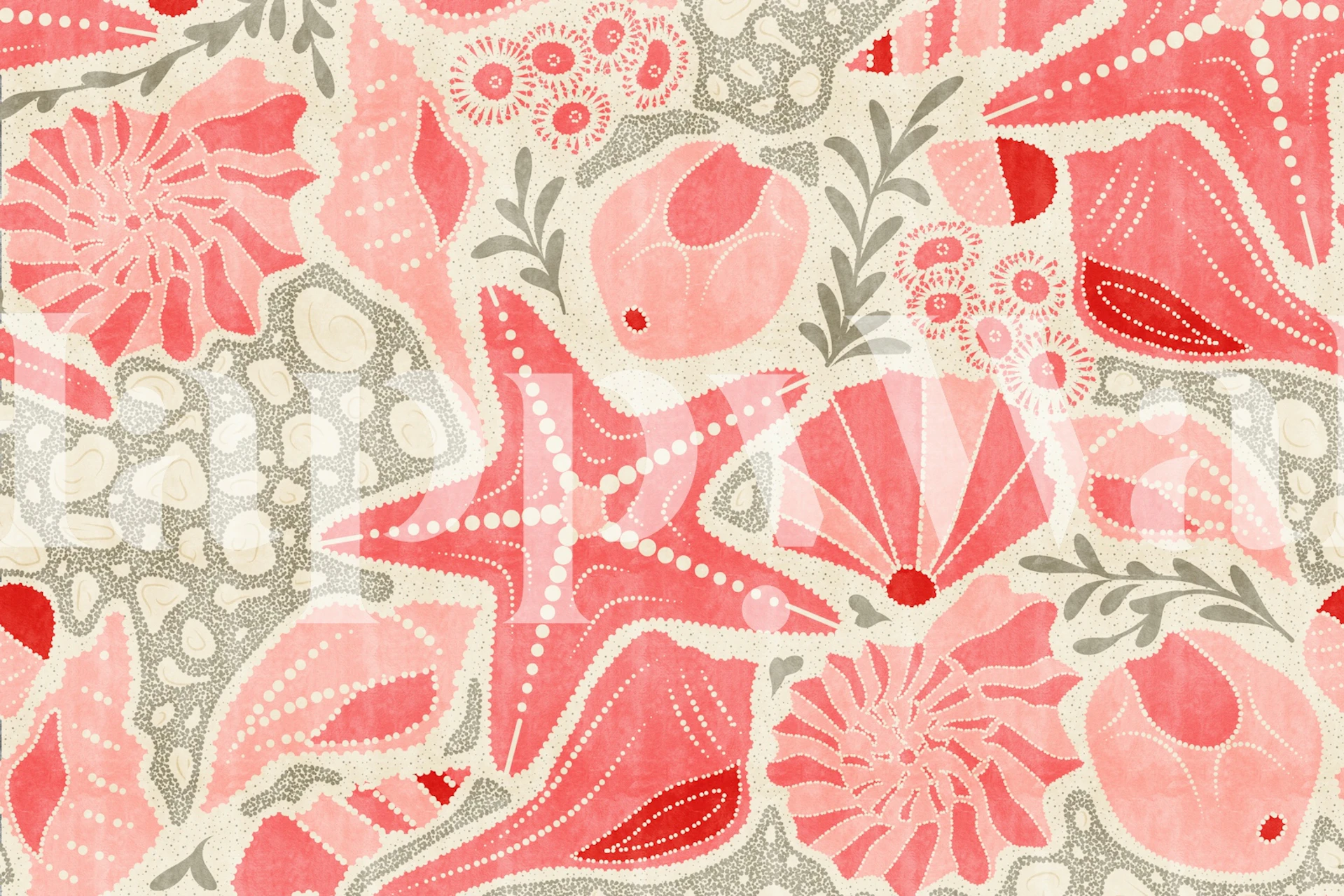 Just Beachy - Pink design de papel de parede em um cômodo