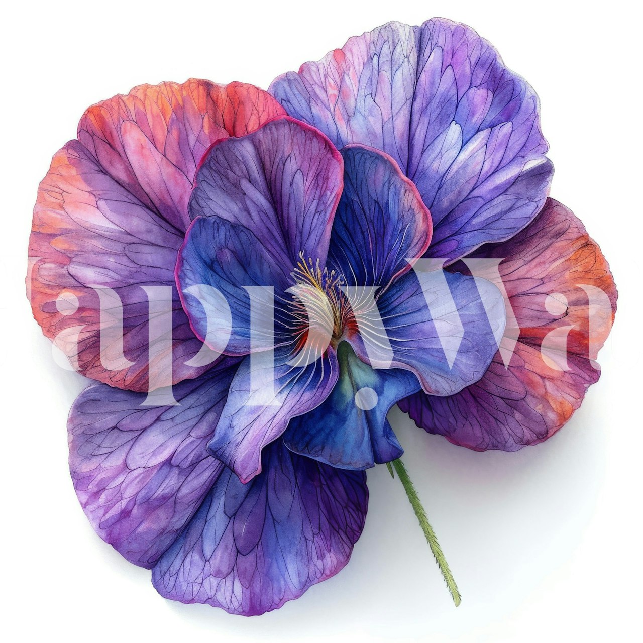 Large purple flower with pink and blue hues wallpaper