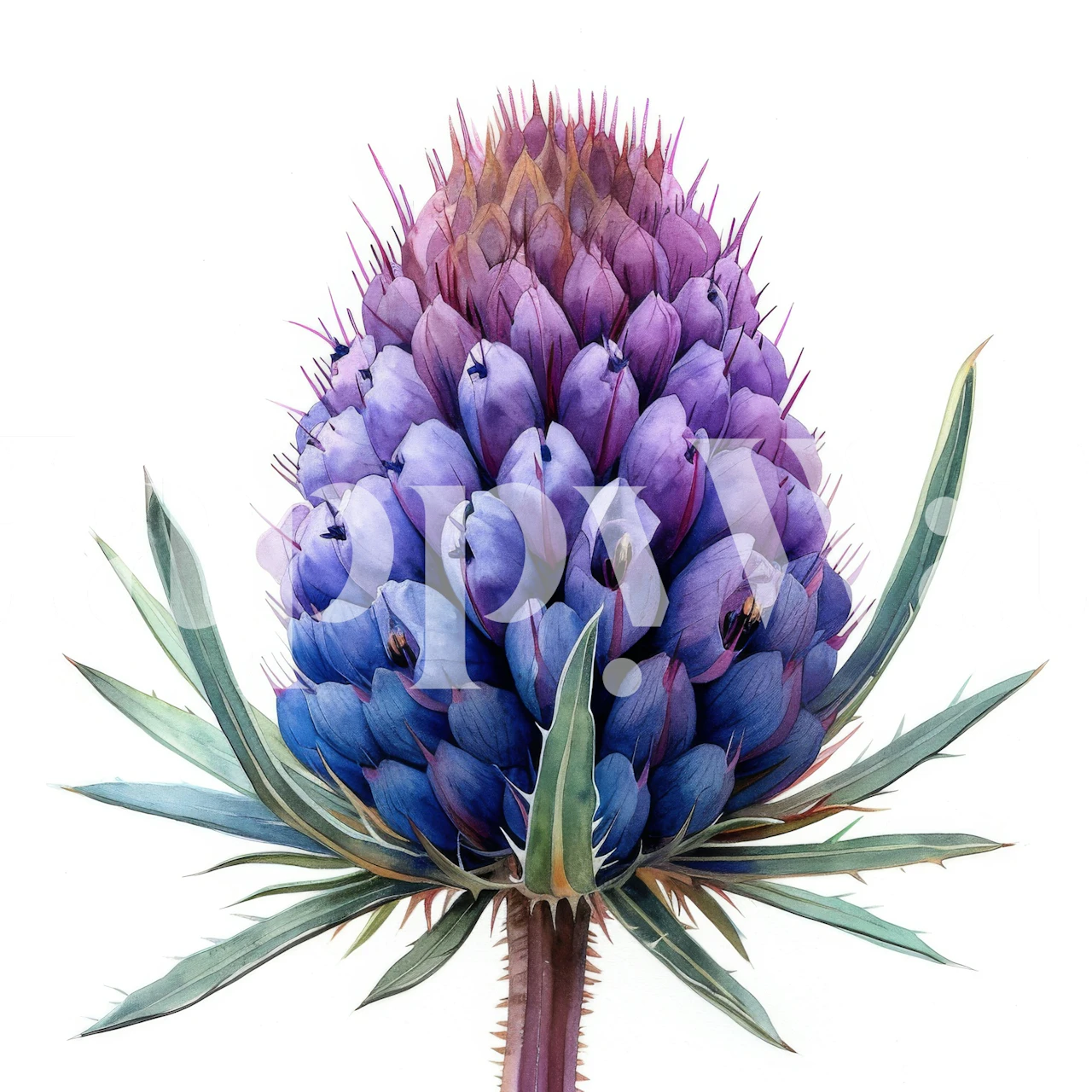 Teasel bloom design featuring purple floral patterns on a white background wallpaper