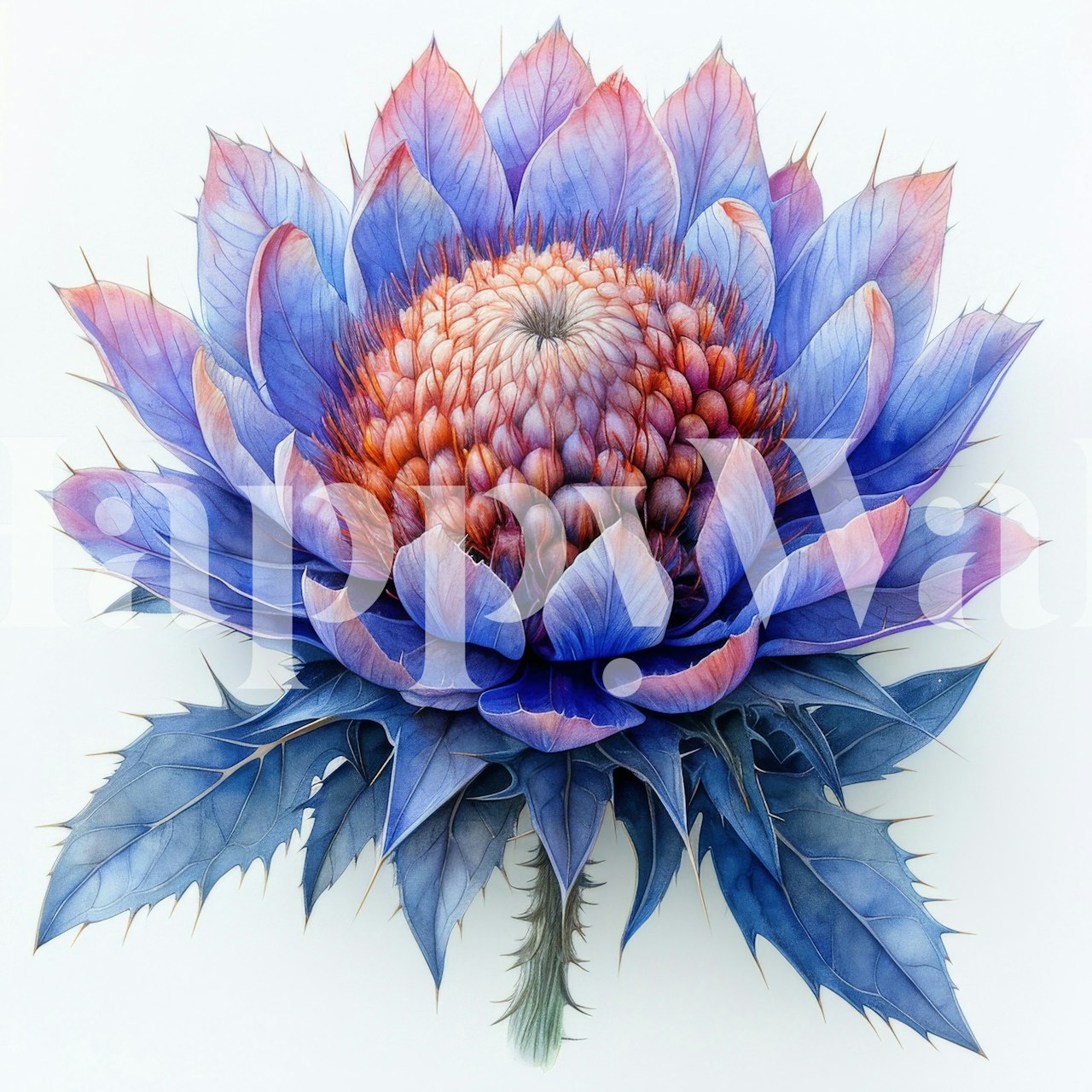 Papel de parede Thistle Bloom exibido em um cômodo