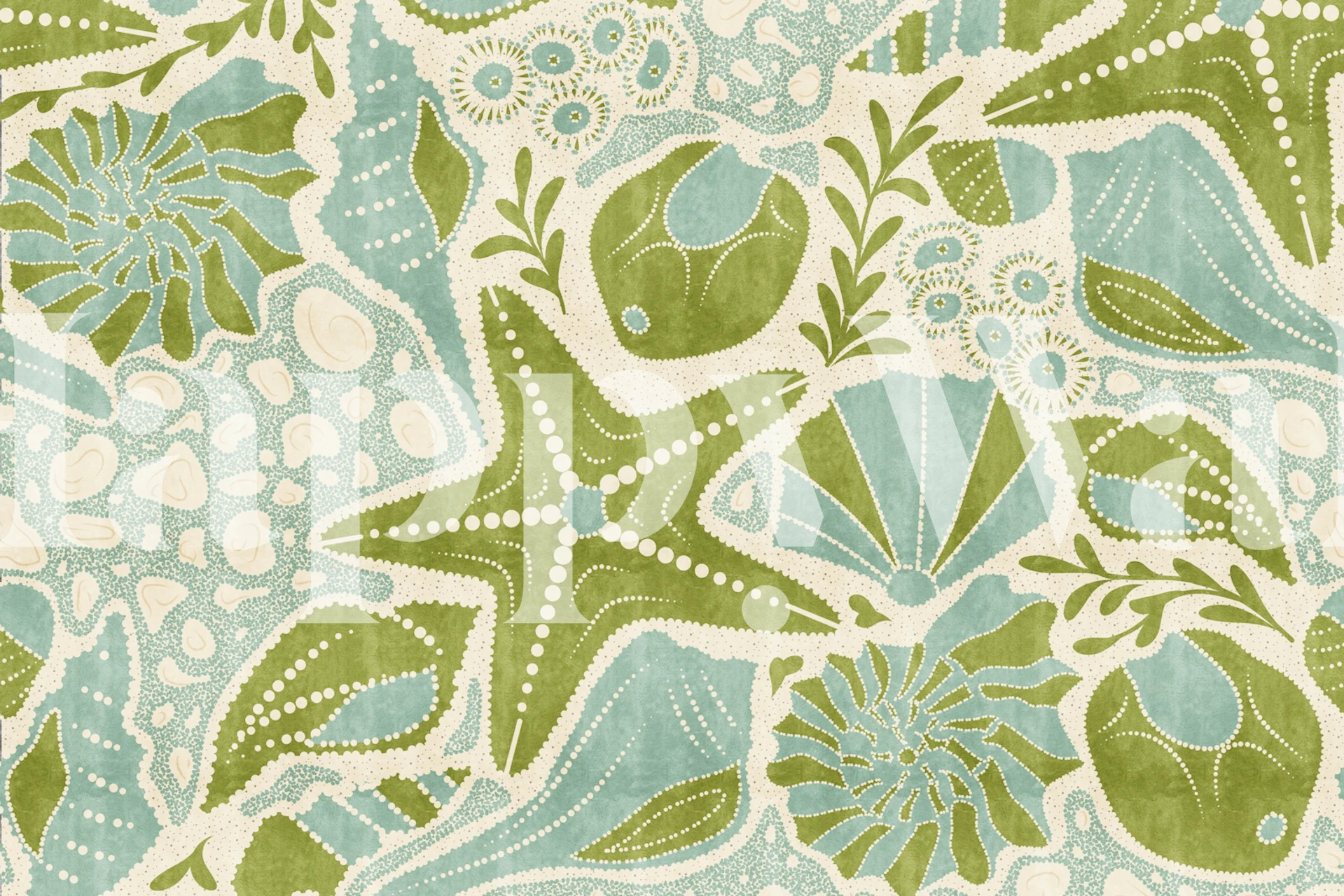 Just Beachy - Green wallpaper displayed in a room