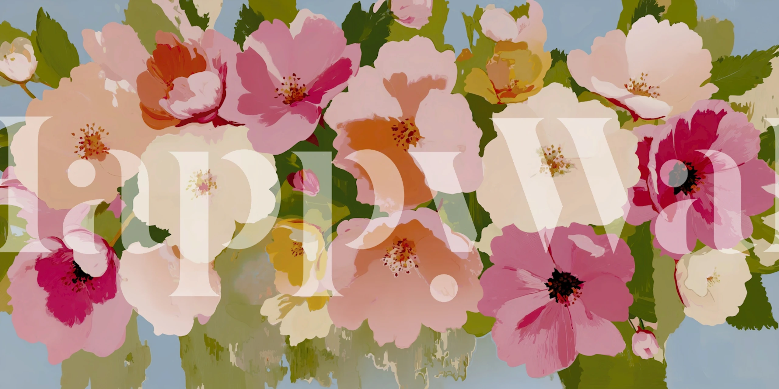 Vibrante Blumen Tapete in einem Raum