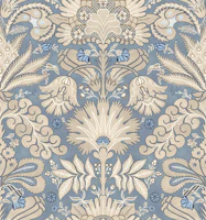 Botanic Damask Cream Slate Blue Grey tapet