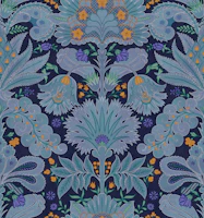 Botanic Damask Iris Blue Purple Saffron tapet