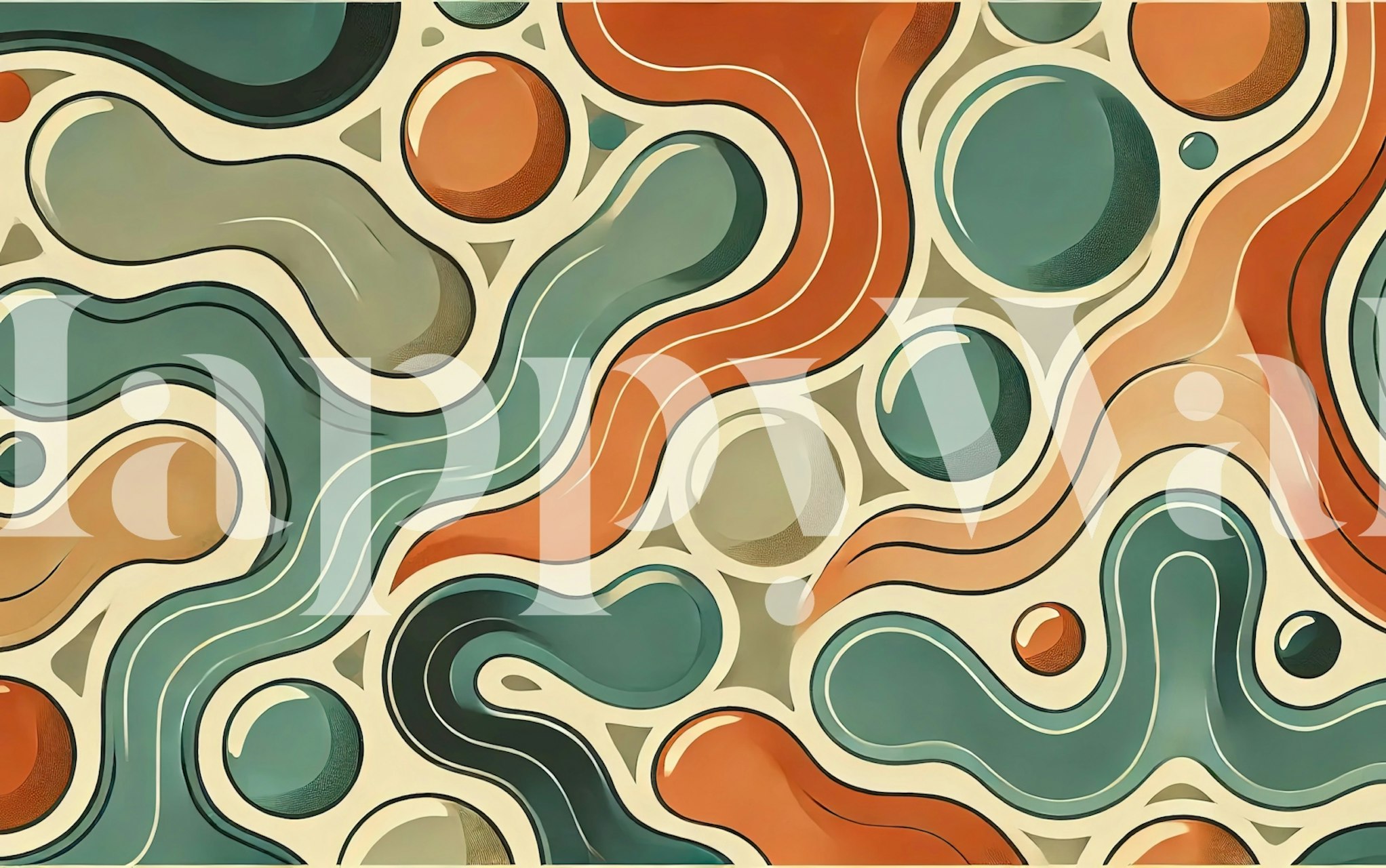 Mid-Century Flow wallpaper in a room