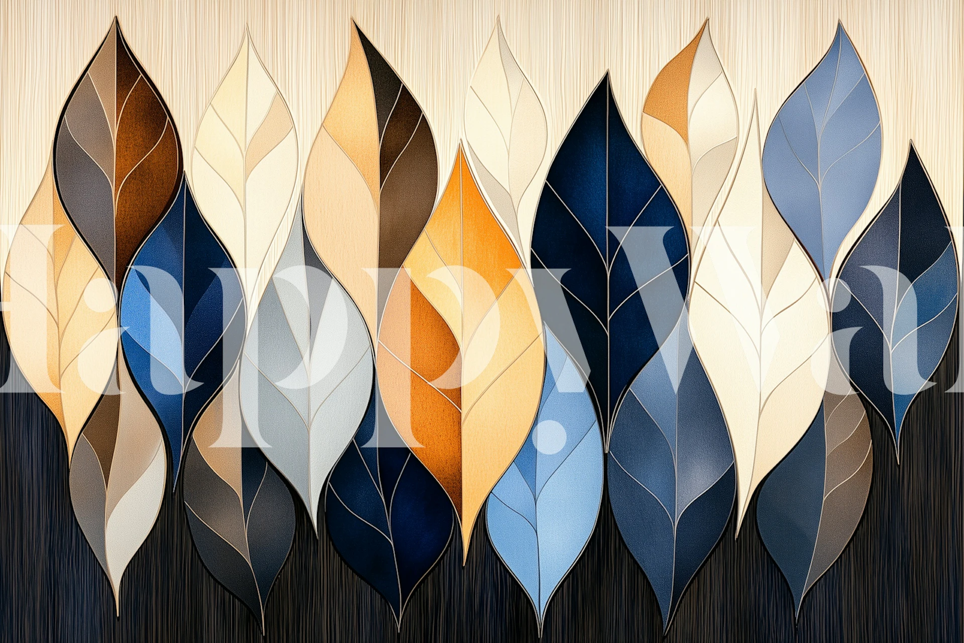 Serene Leaf Cascade wallpaper in a modern room