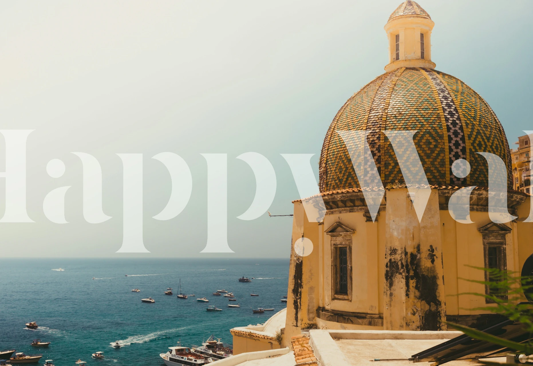 Historic Amalfi Coastal Views wallpaper in a room