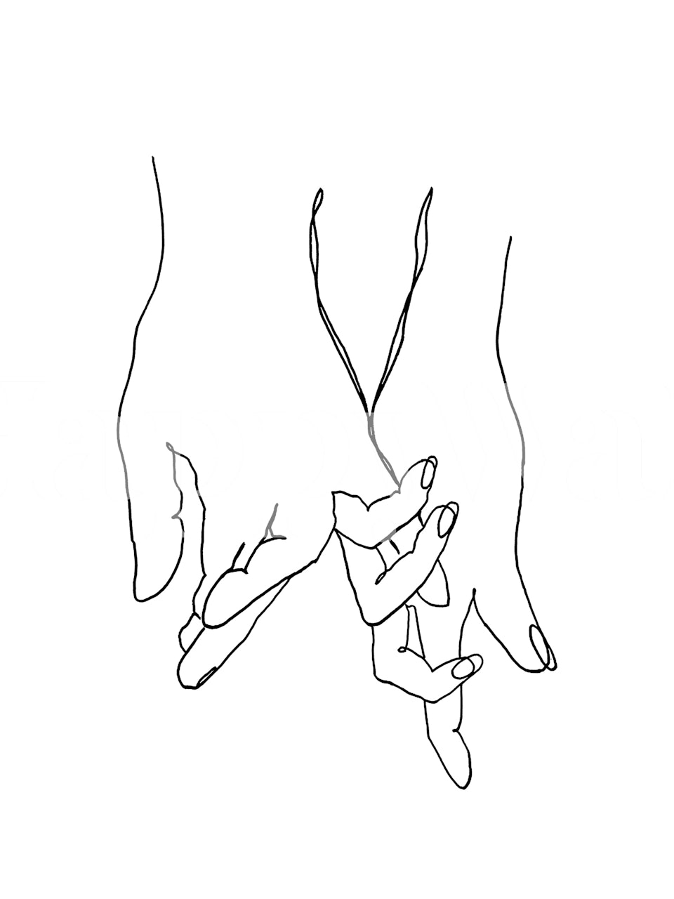 Line art of hands intertwined as wallpaper design