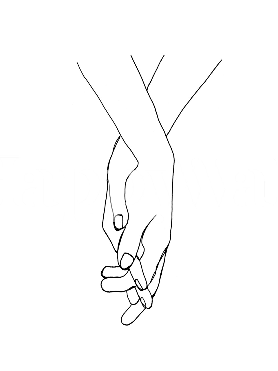 Line art hands design in black and white wallpaper