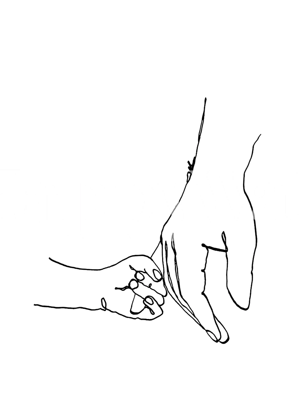Line Art de mãos de bebê segurando uma mão adulta
