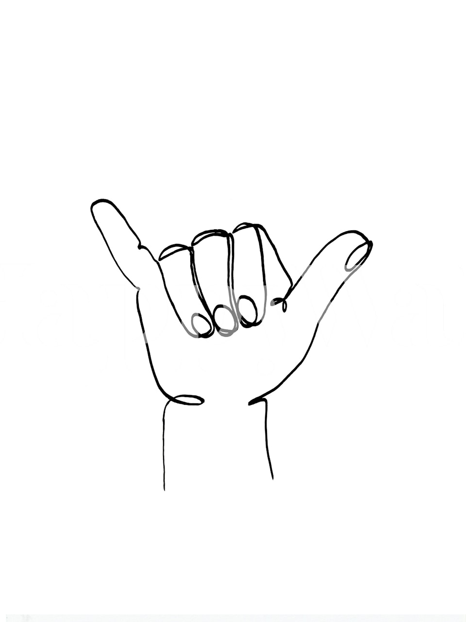 Line art of shaka hand gesture wallpaper