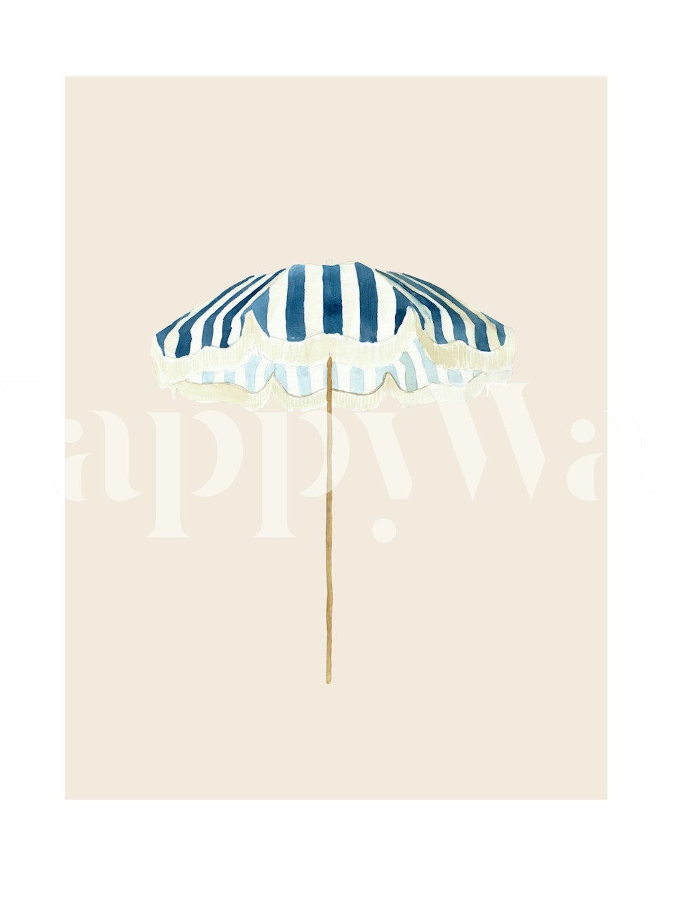Blue and white striped beach umbrella wall mural