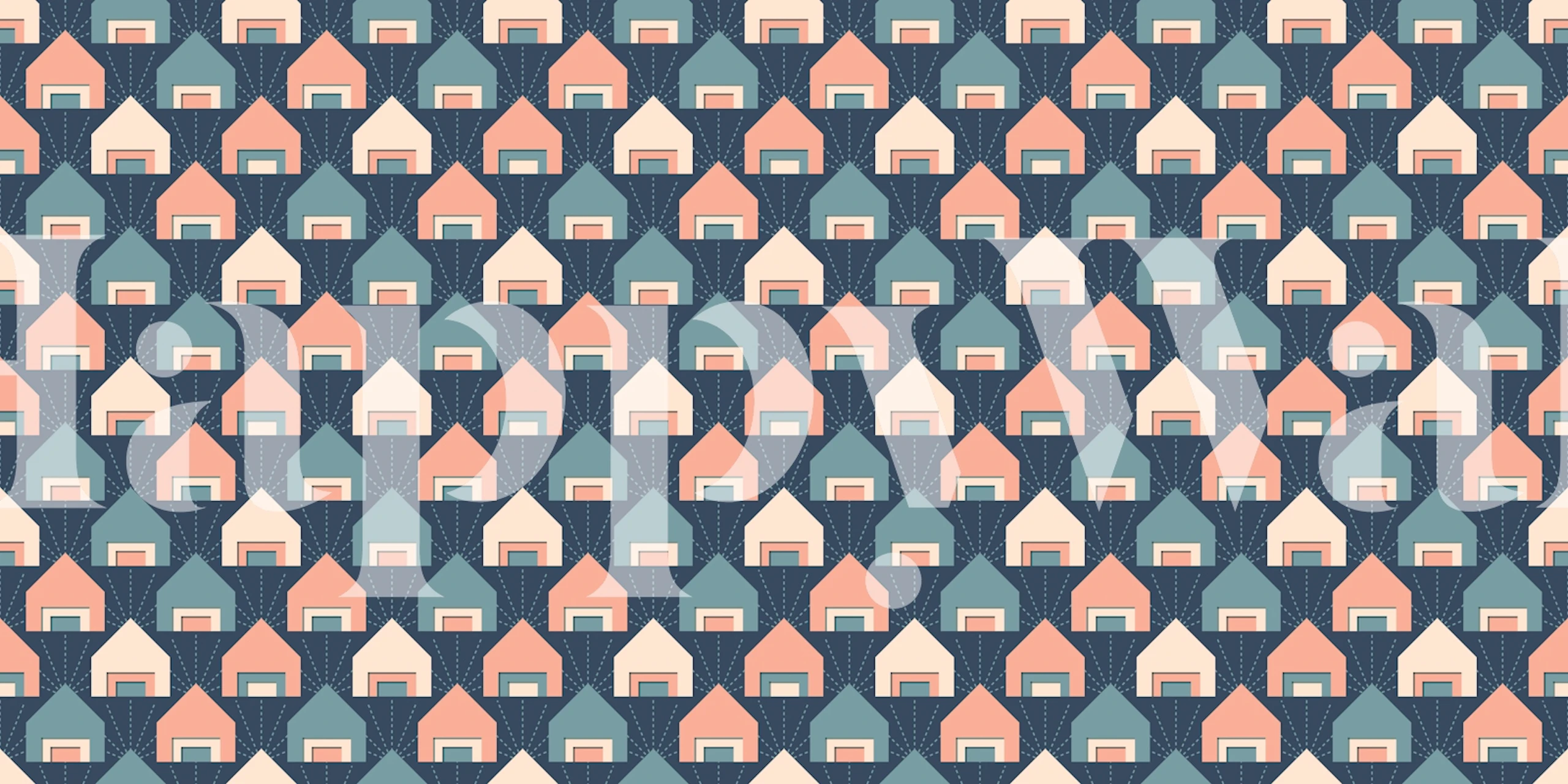 Cheerful House Blocks wallpaper design