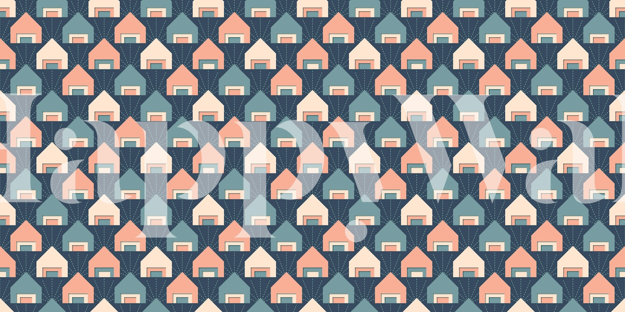 Cheerful House Blocks wallpaper design