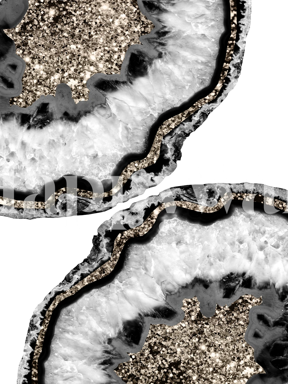 Yin Yang Agate Glitter Glam wallpaper in a room