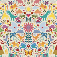 Peace, Love and Dinosaurs - cream large behang