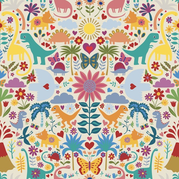 Peace, Love and Dinosaurs - cream large