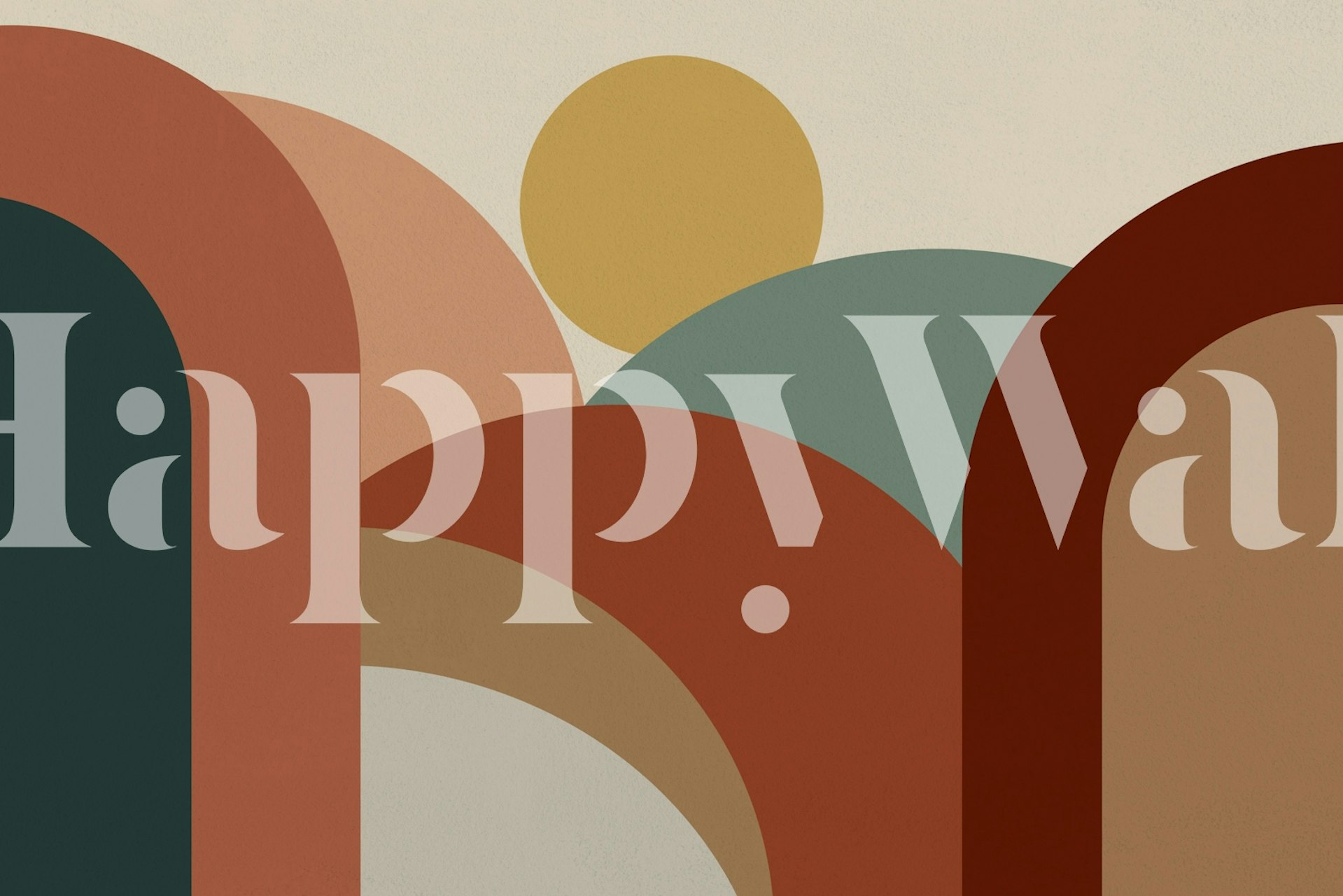 Soothing vintage arch sunset wallpaper in a room