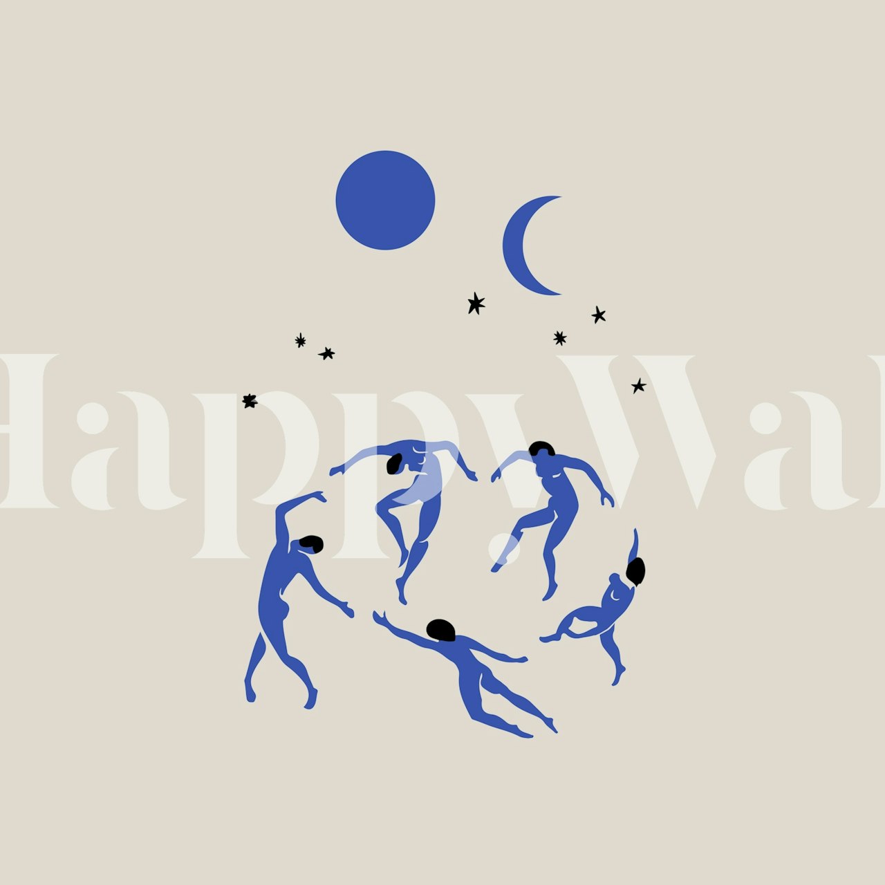 Σχεδιασμός ταπετσαρίας Blue Dancers σε ένα δωμάτιο