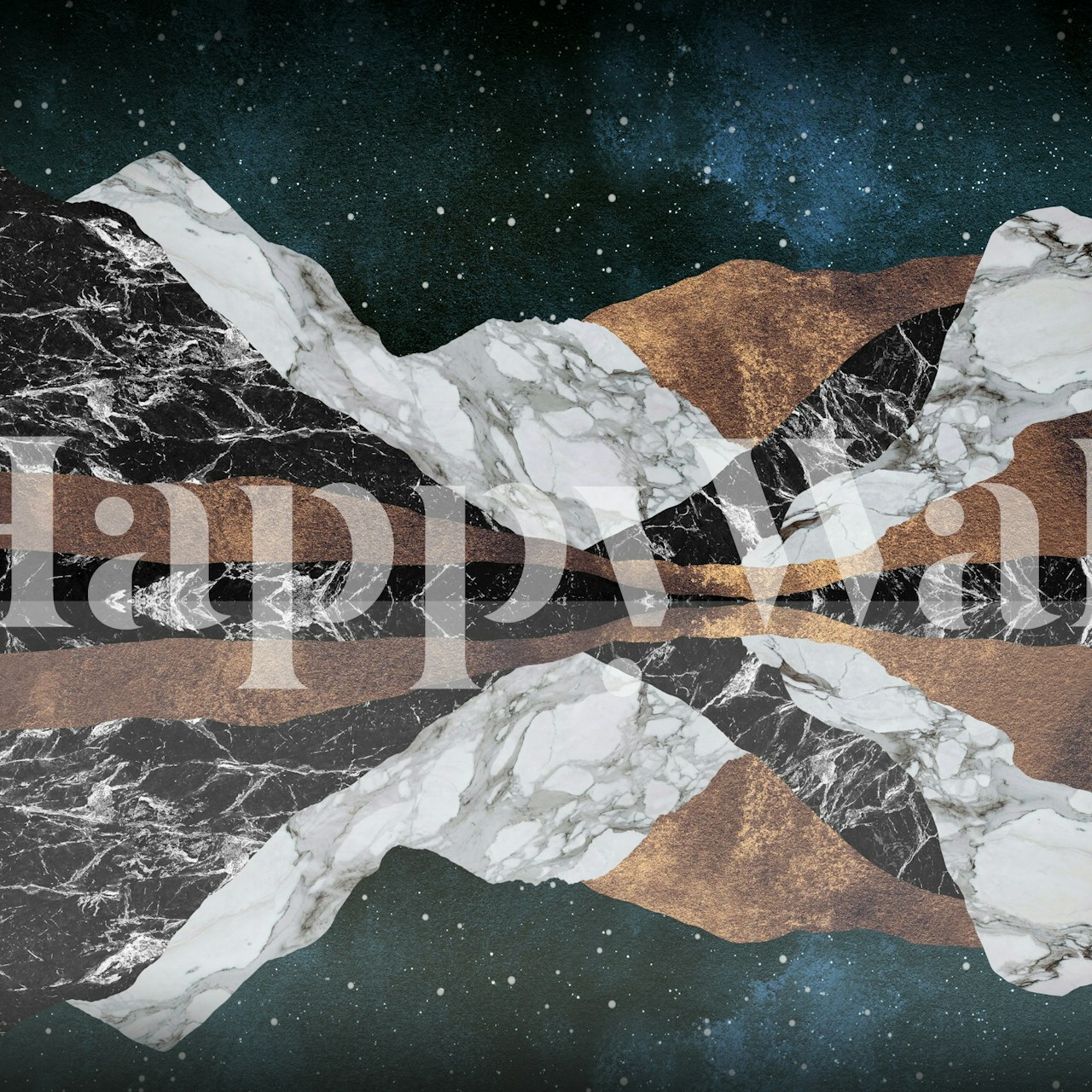 Landscape mountains wallpaper in a room