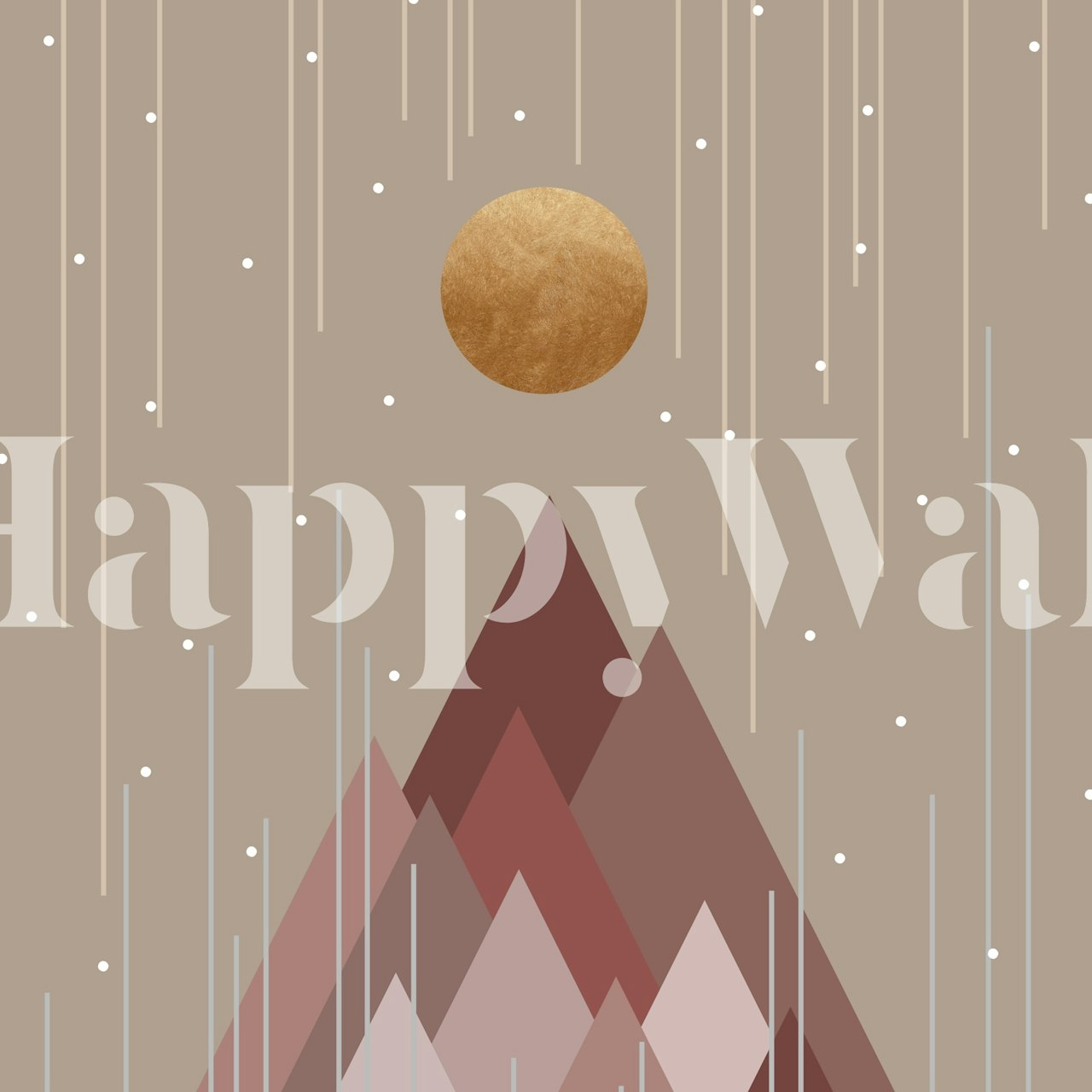 Tapeta Sun & Mountains Coral Pink v pokoji