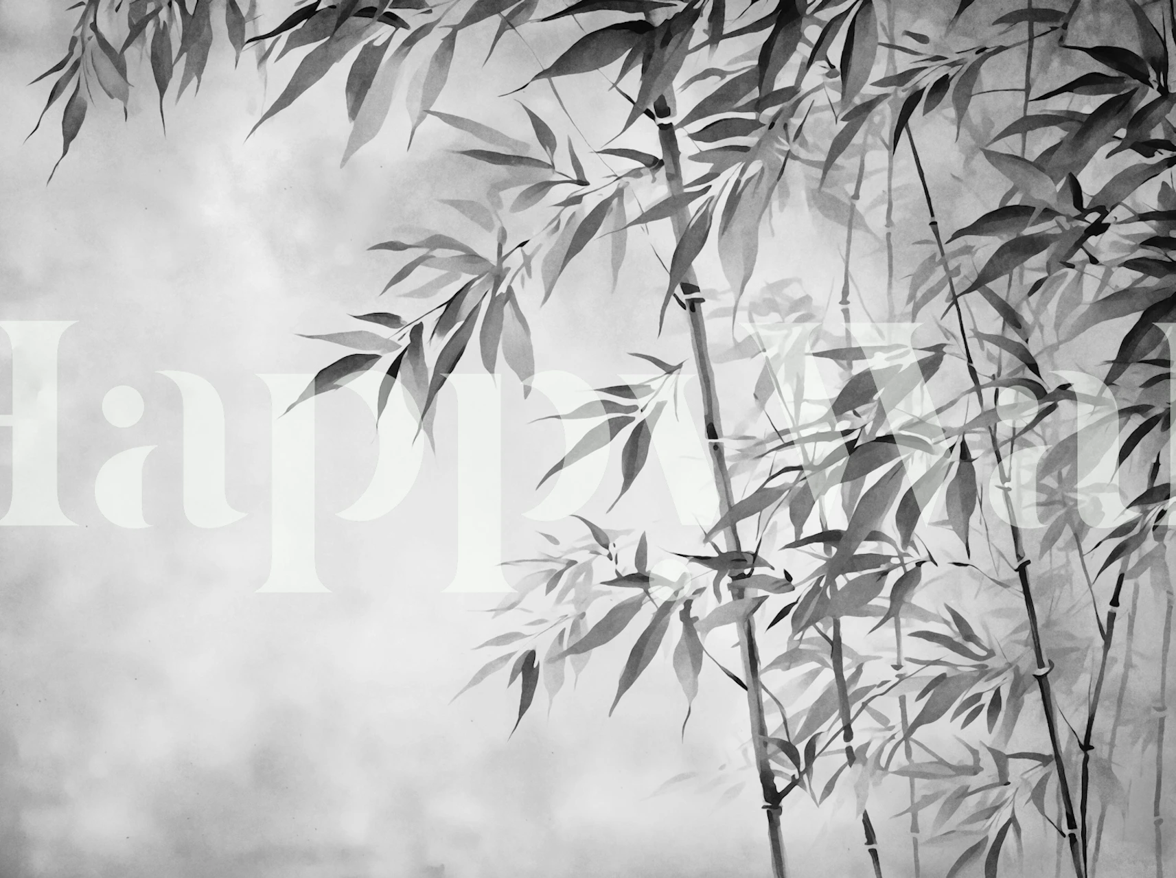 Calm Grey Bamboo Garden tapet i ett rum