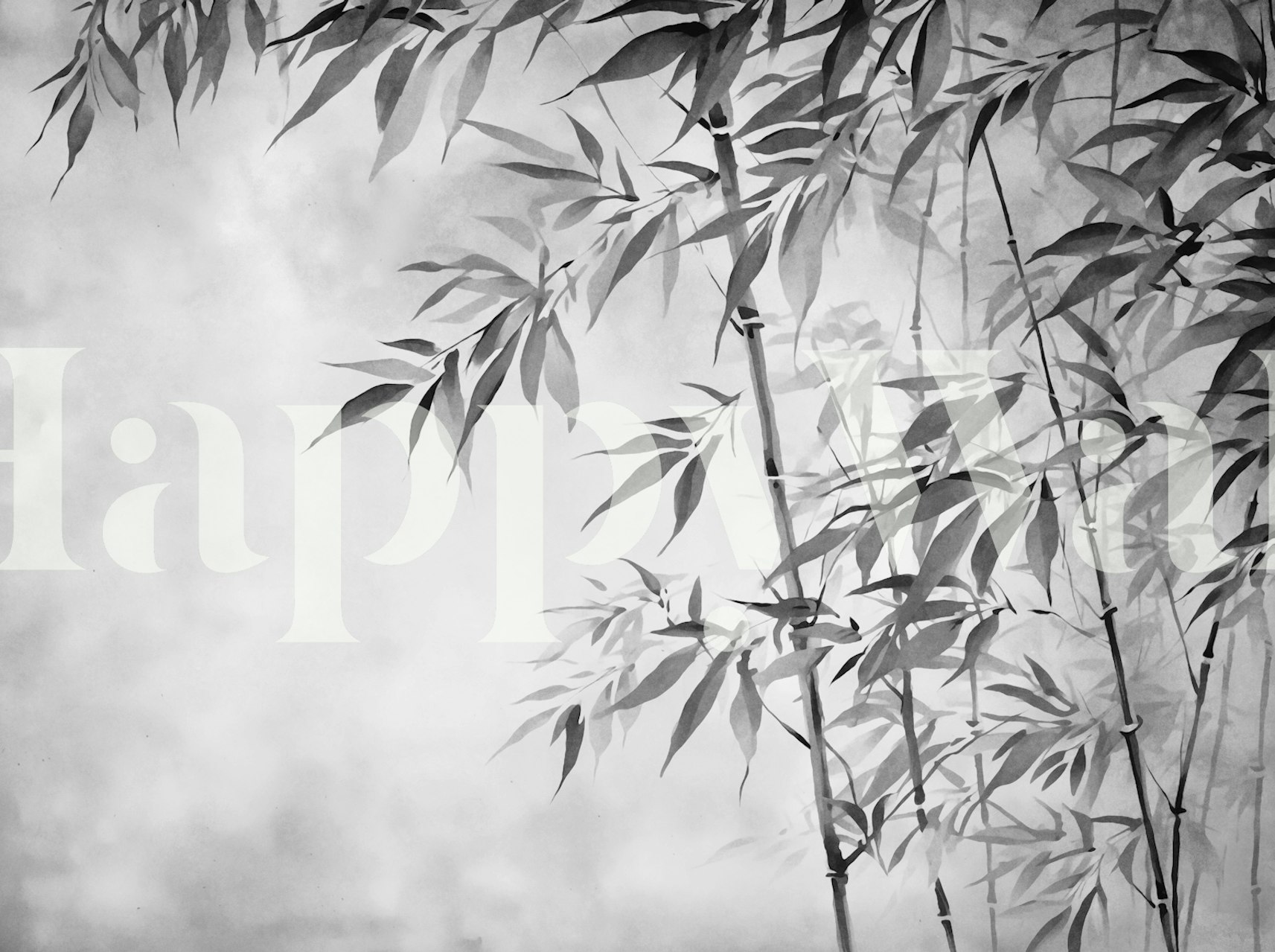 Calm Grey Bamboo Garden tapet i ett rum