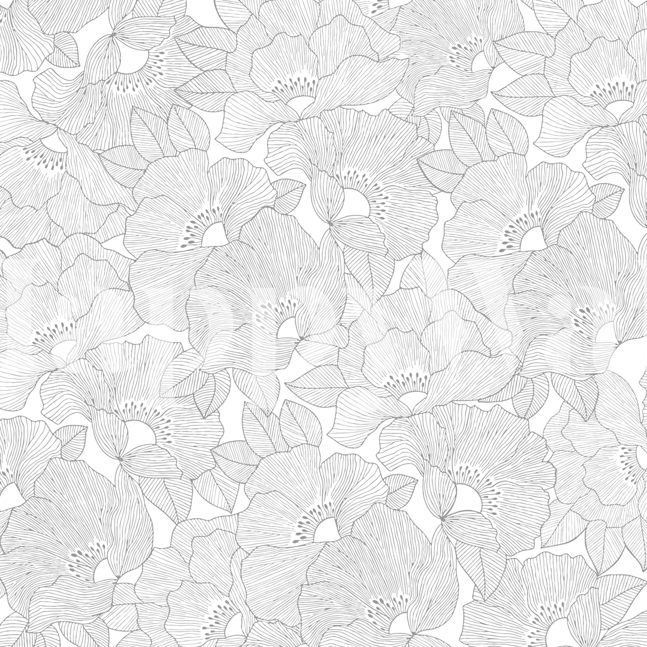 Papel pintado Delicate Flower Outlines exhibido en una habitación