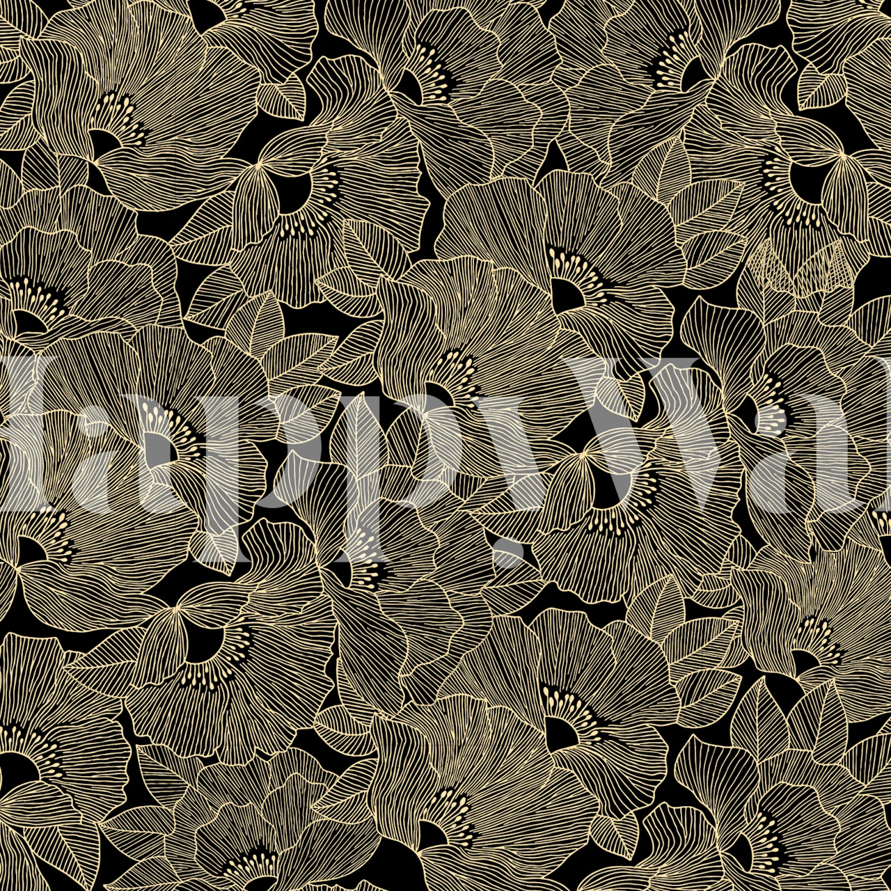 Black and Gold Blooms tapet i et rum