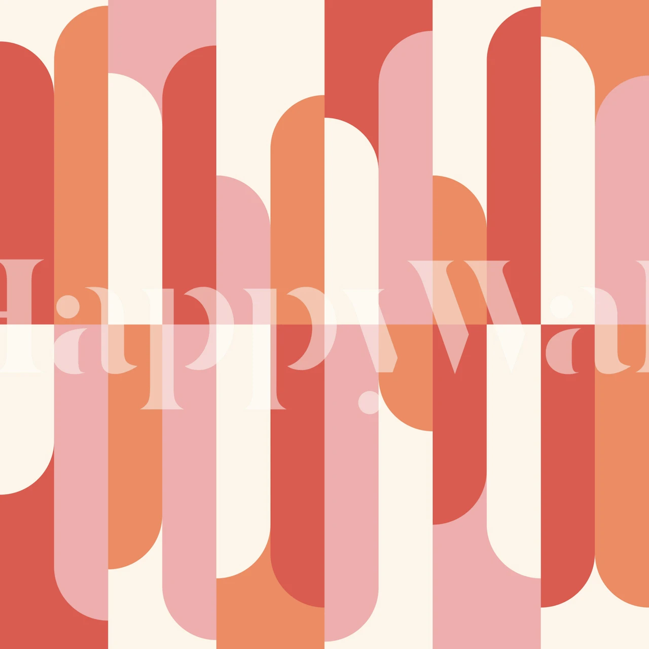 Red and pink geometric arch pattern wallpaper