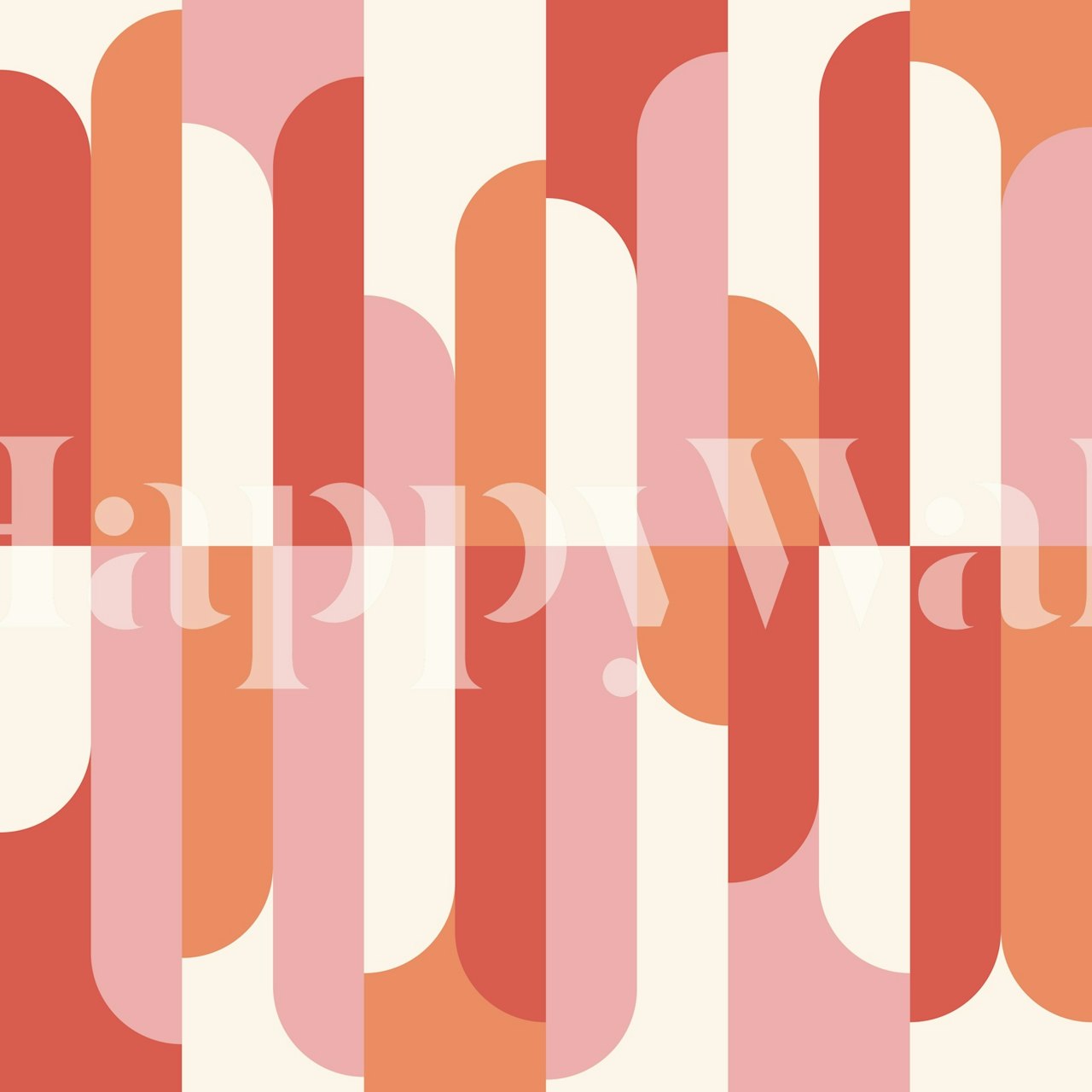 Red and pink geometric arch pattern wallpaper