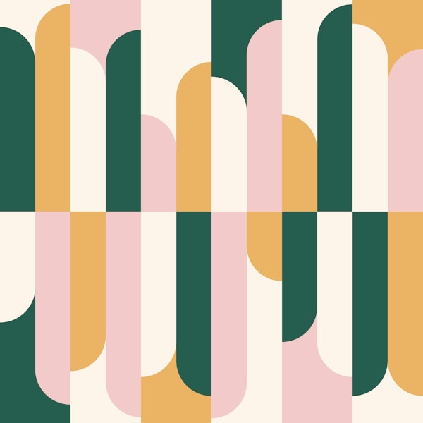 Midcentury Arch Green Pink