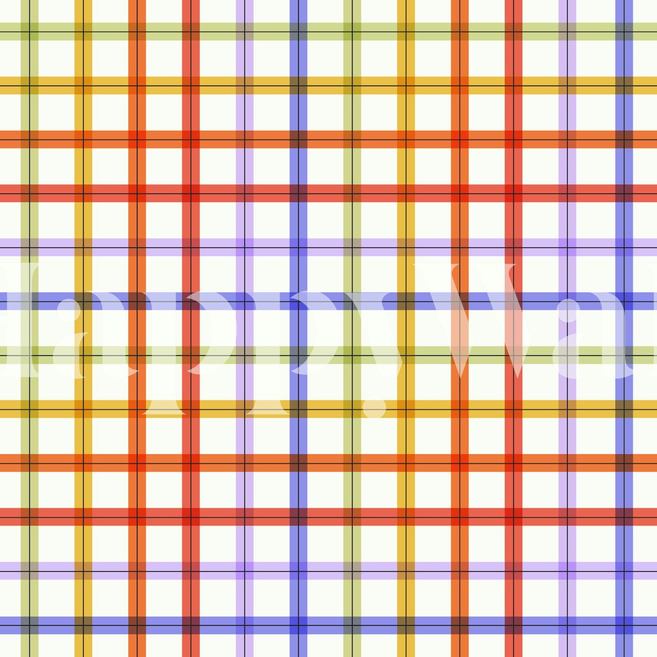 Colorful gingham check pattern wallpaper in red, blue, green, and yellow