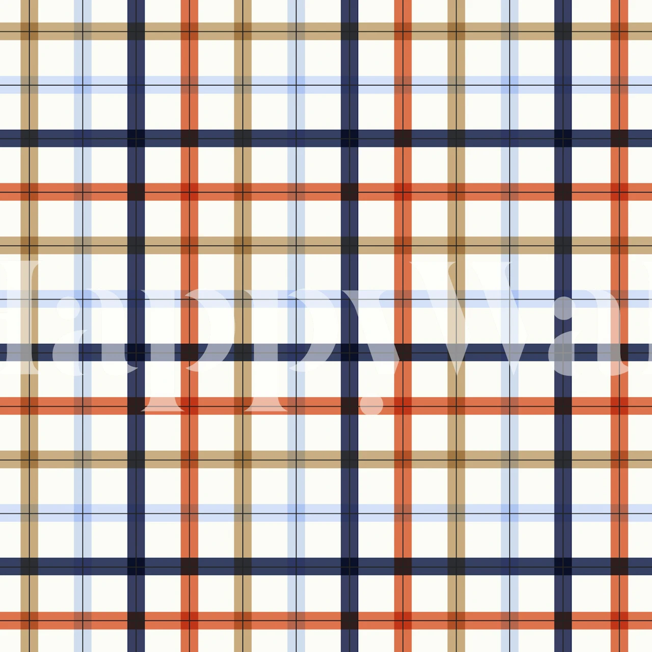 Gingham autumnal mural wallpaper in a room