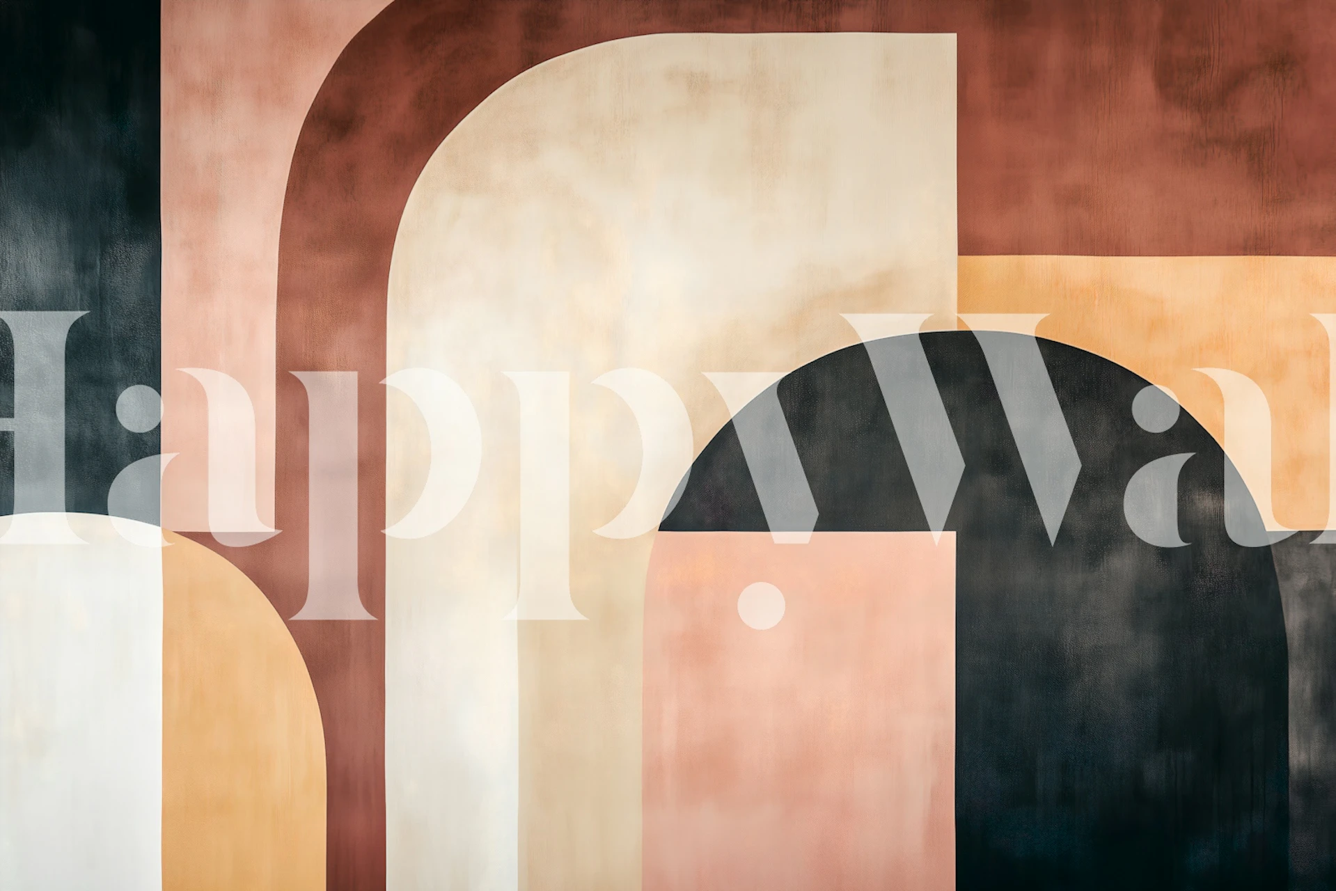 Geometric arches in warm tones of peach, brown, and black wallpaper