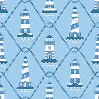 Striped Lighthouses Coastal Chic blue wallpaper