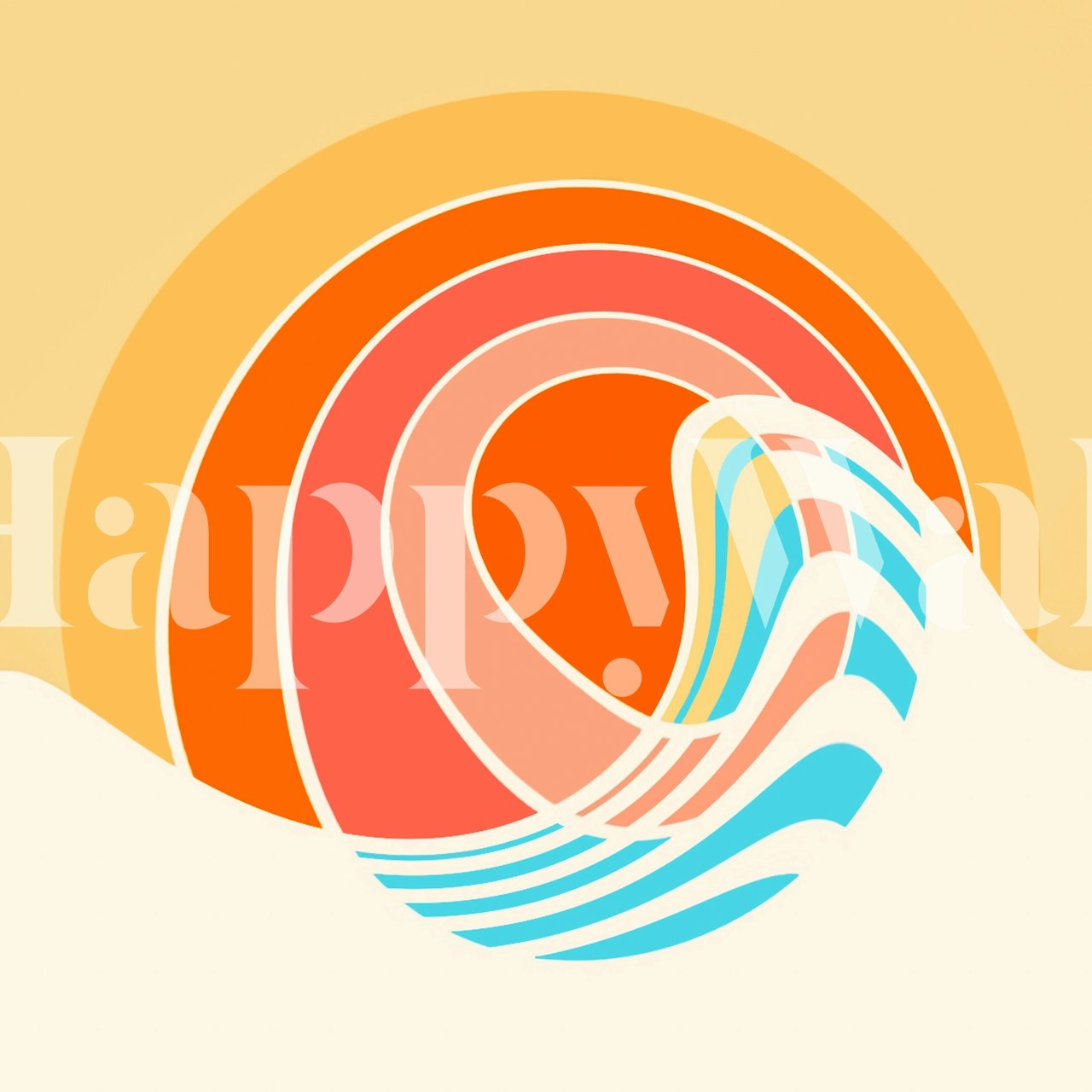 Bright orange and blue wave pattern wallpaper