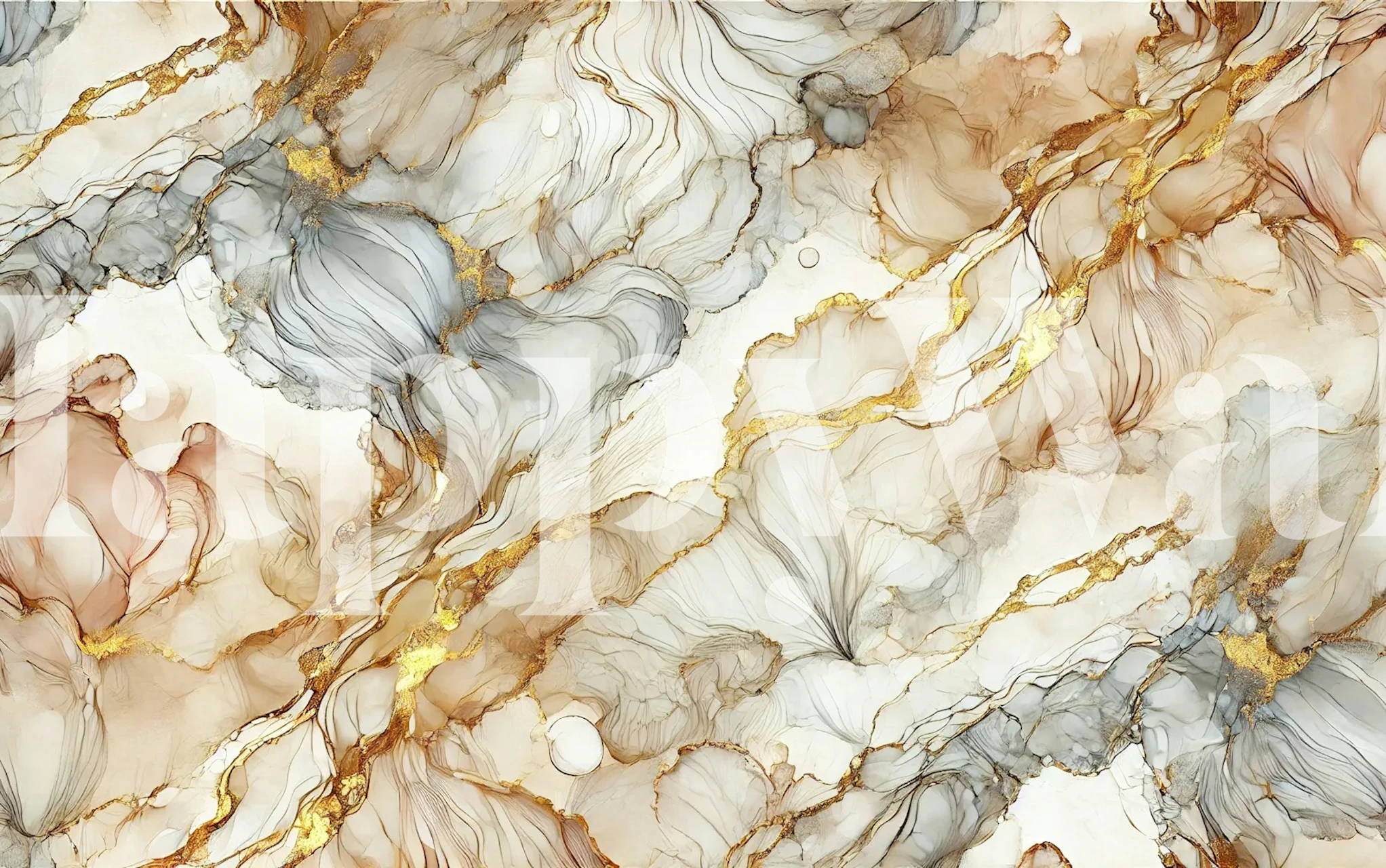 Ivory Marble Alcohol Ink tapet i et rum