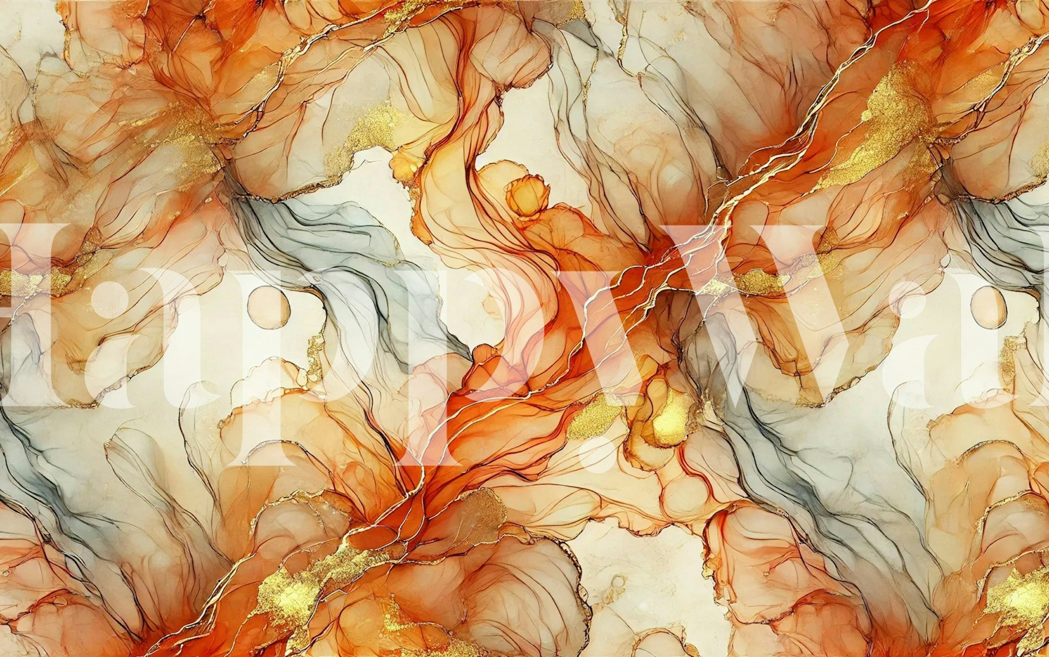 Papier peint Sunset Ember Alcohol Ink dans une pièce