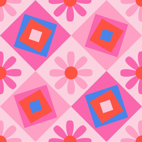70s Bold geometrics in pink and blue