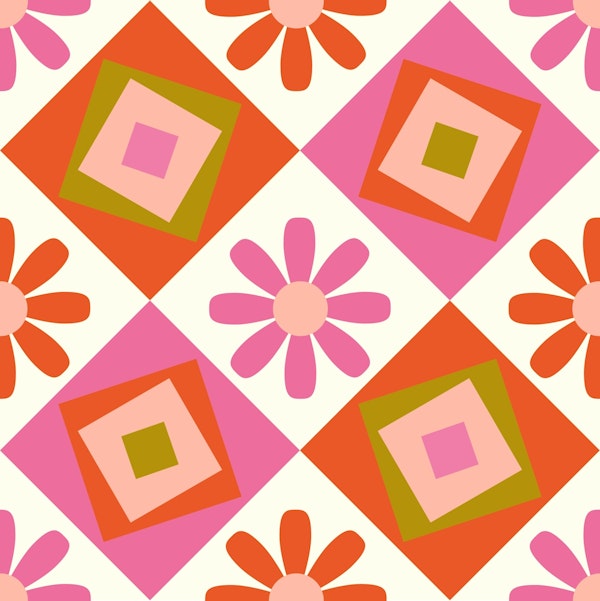 70s Bold geometrics in pink and orange