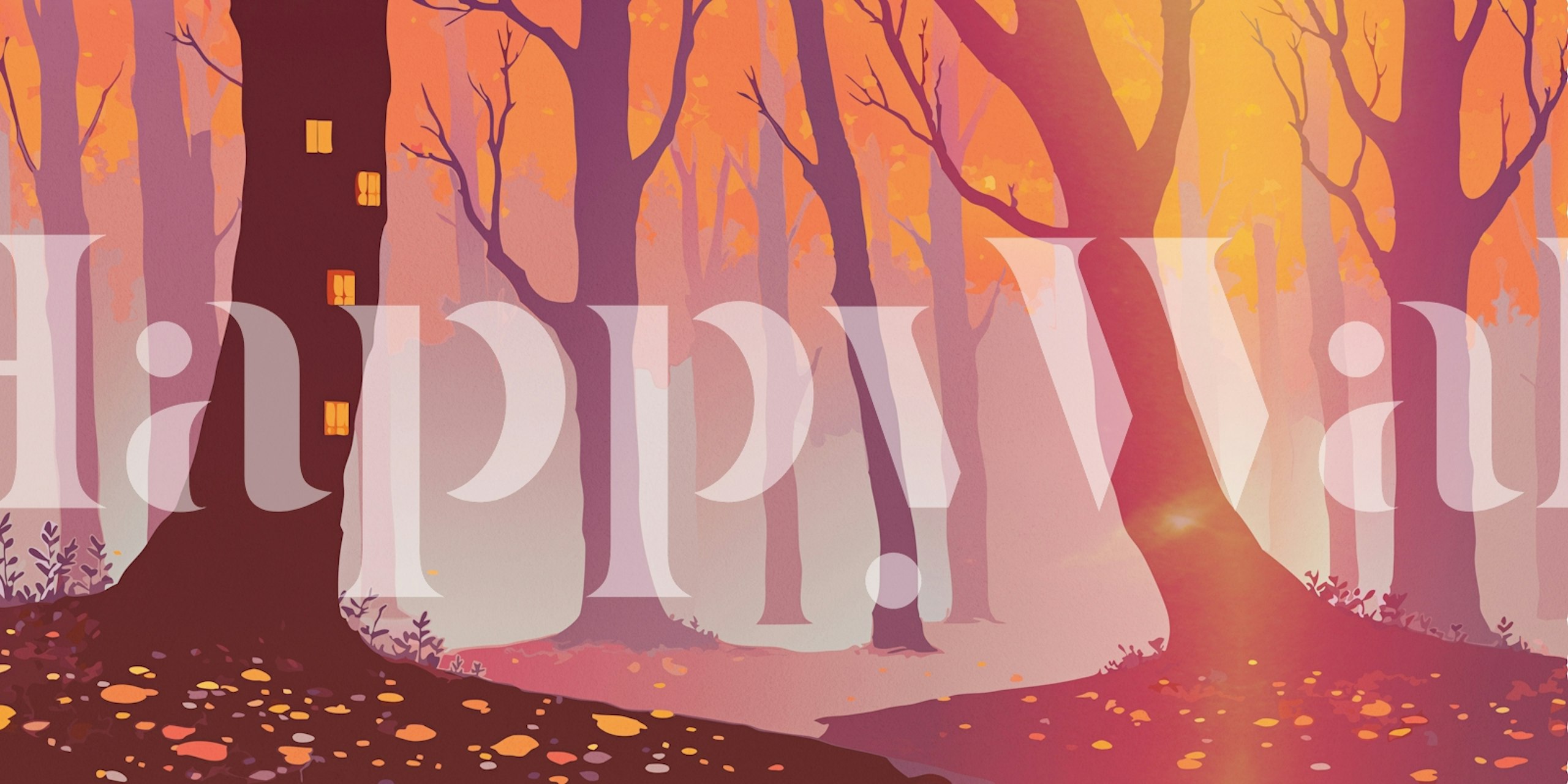 Fairy tale forest wallpaper in a room