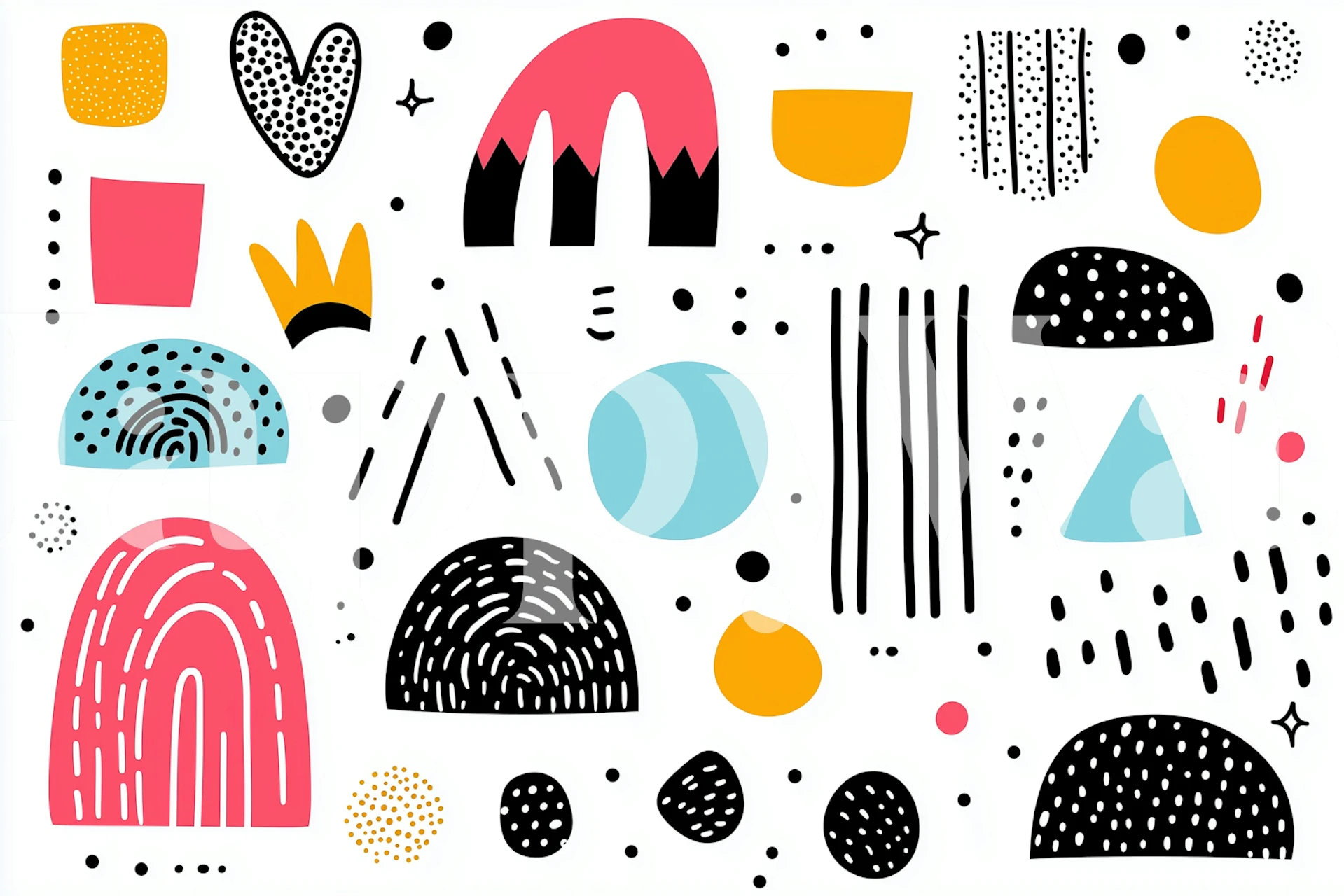 Playful retro motif wallpaper in a room