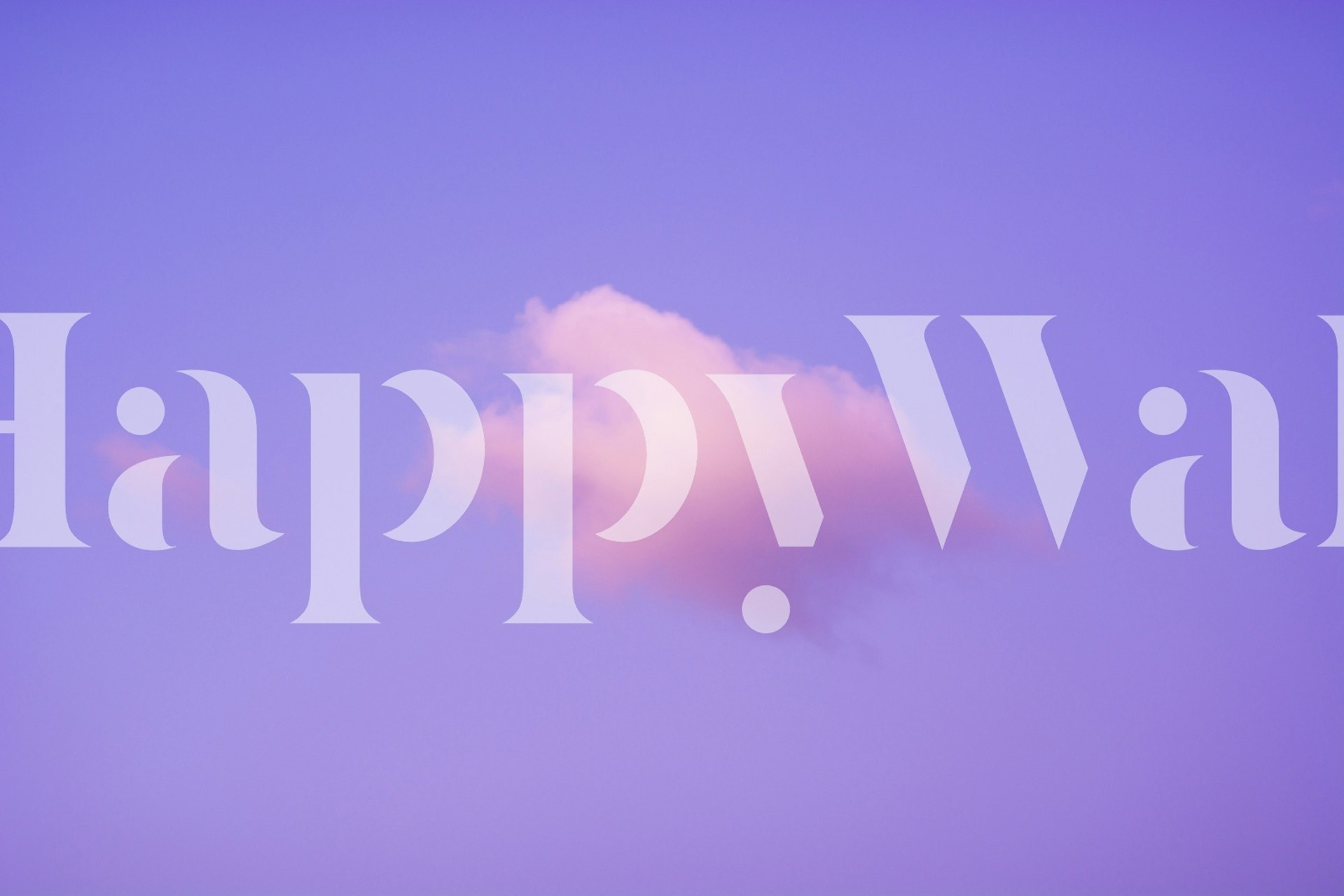 A dreamy wall mural of a pink cloud on a purple sky