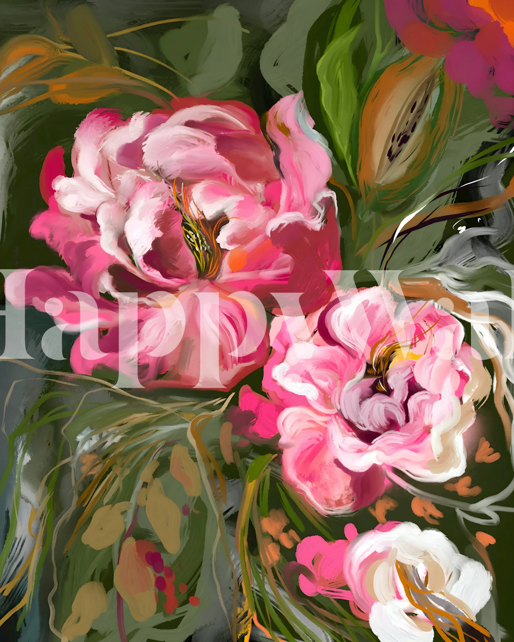 Petals of Romance floral wallpaper in a room