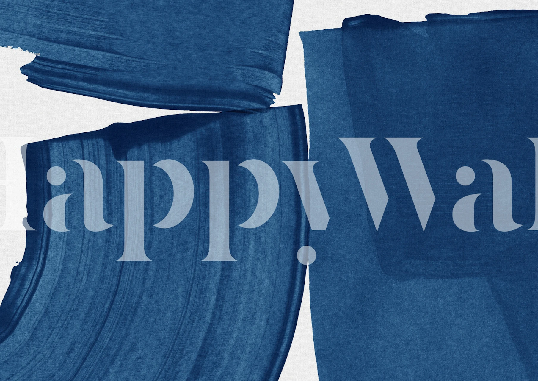 Modern blue painting wallpaper em um quarto