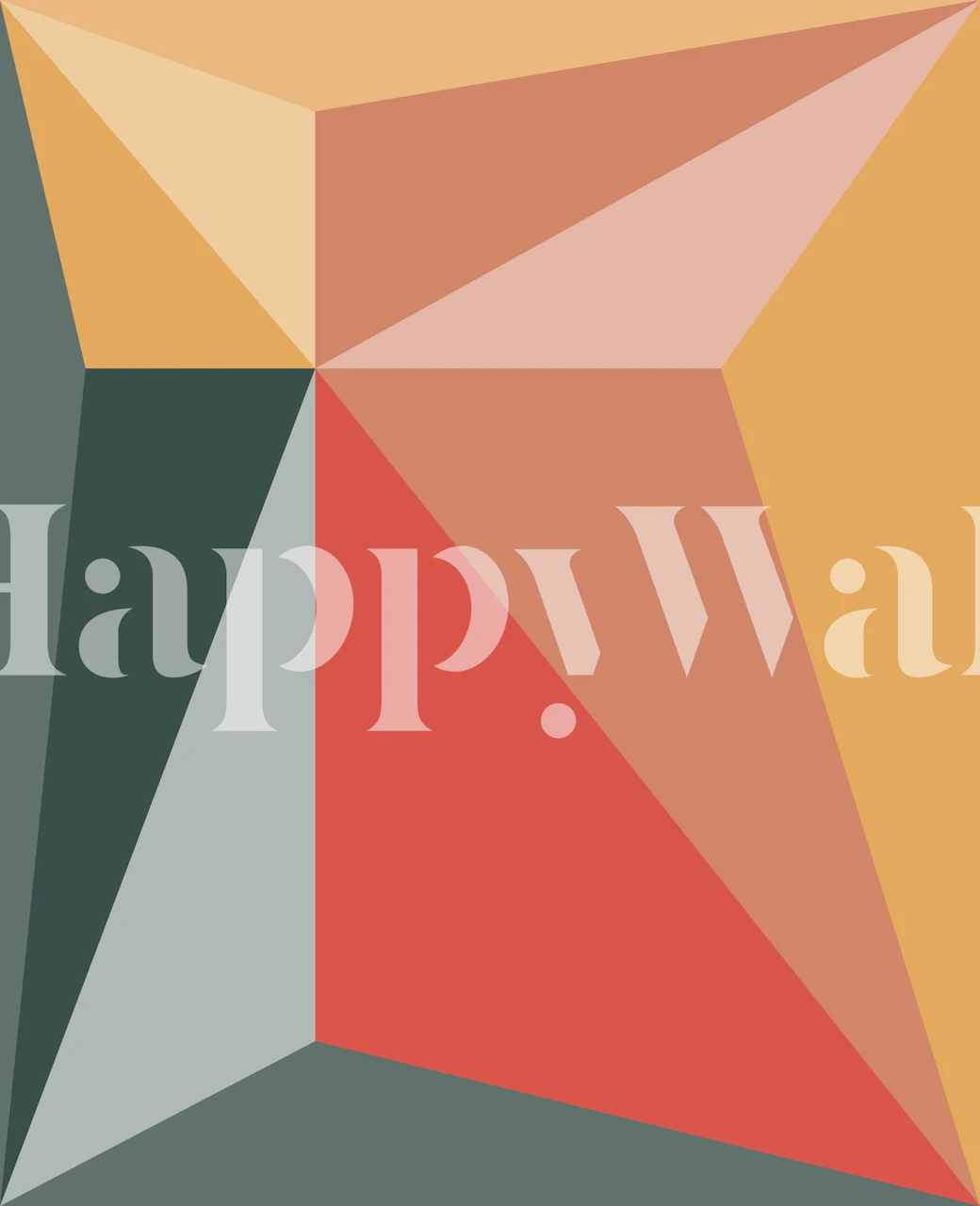Geometric shapes in warm colors: orange, red, green, pink wallpaper