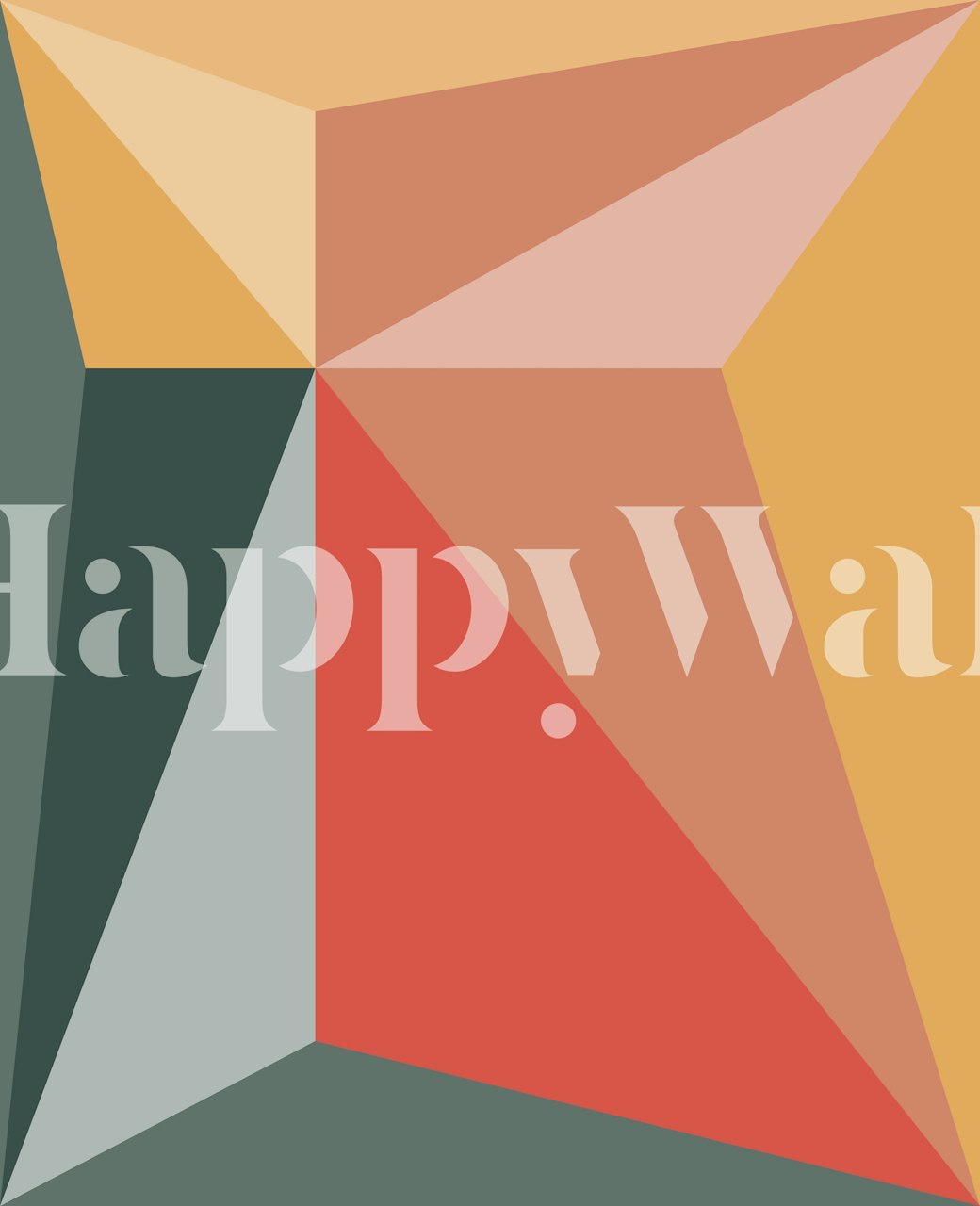 Geometric shapes in warm colors: orange, red, green, pink wallpaper