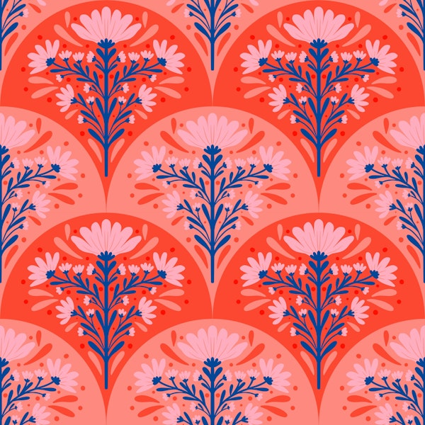 Bold florals - orange and blue
